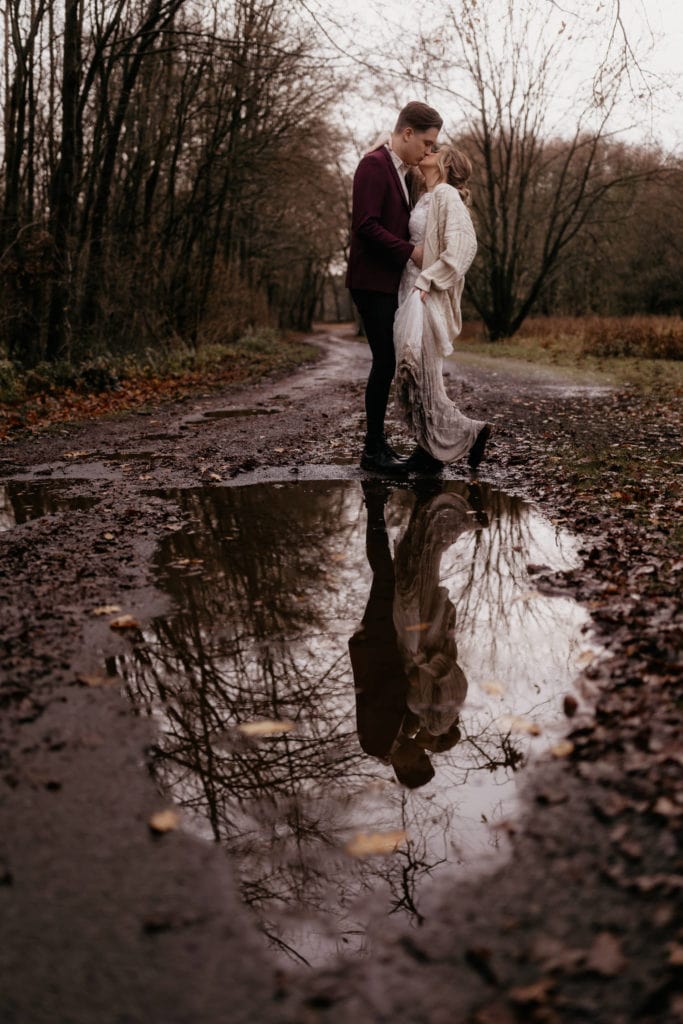 Scotland woodland elopement couple on a path