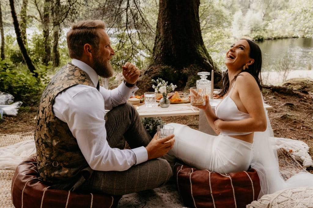 Styled picnic for forest elopement glencoe lochan