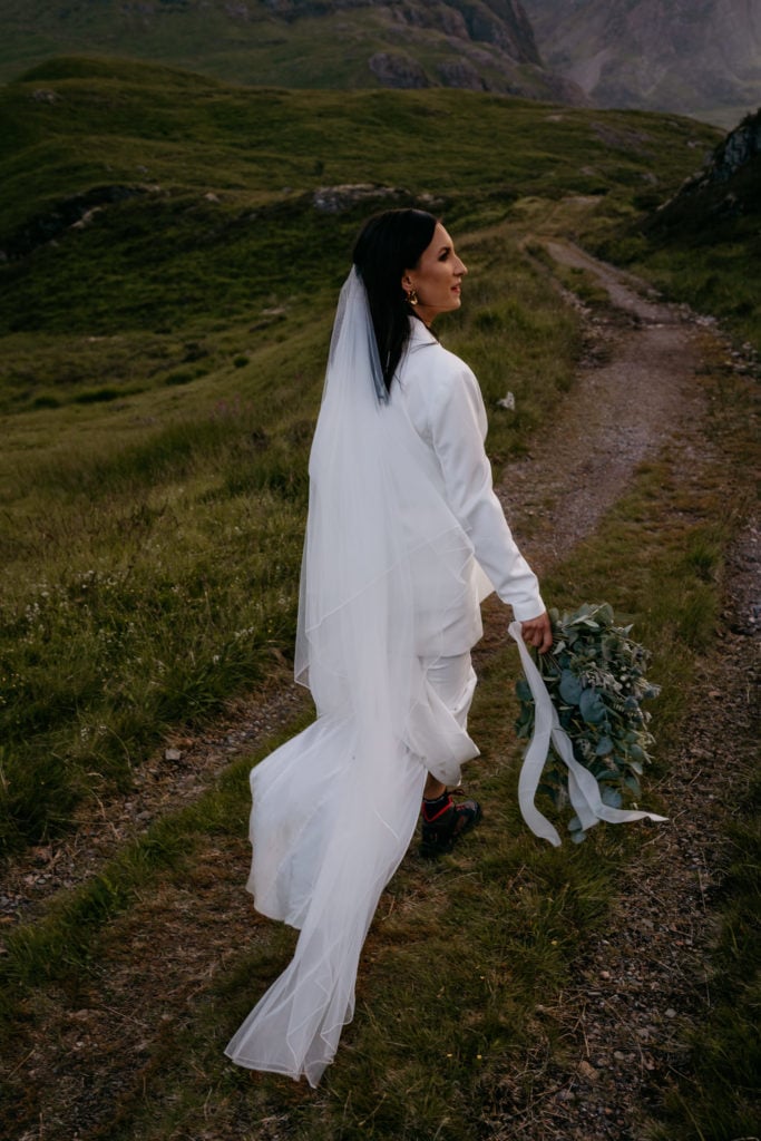 Eloping bride in Glencoe valley