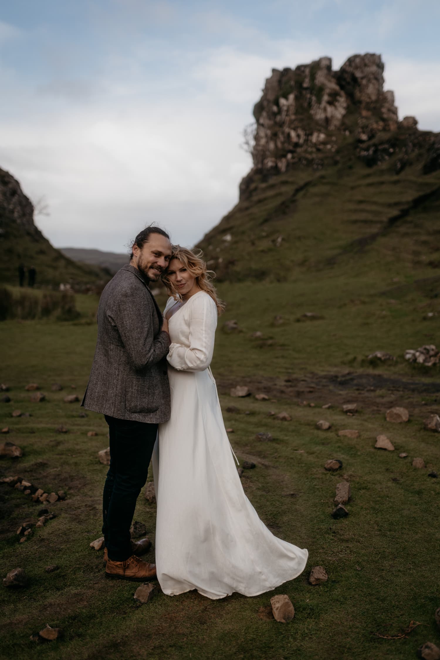 Engaged couple Fairy Glen on Isle of Skye