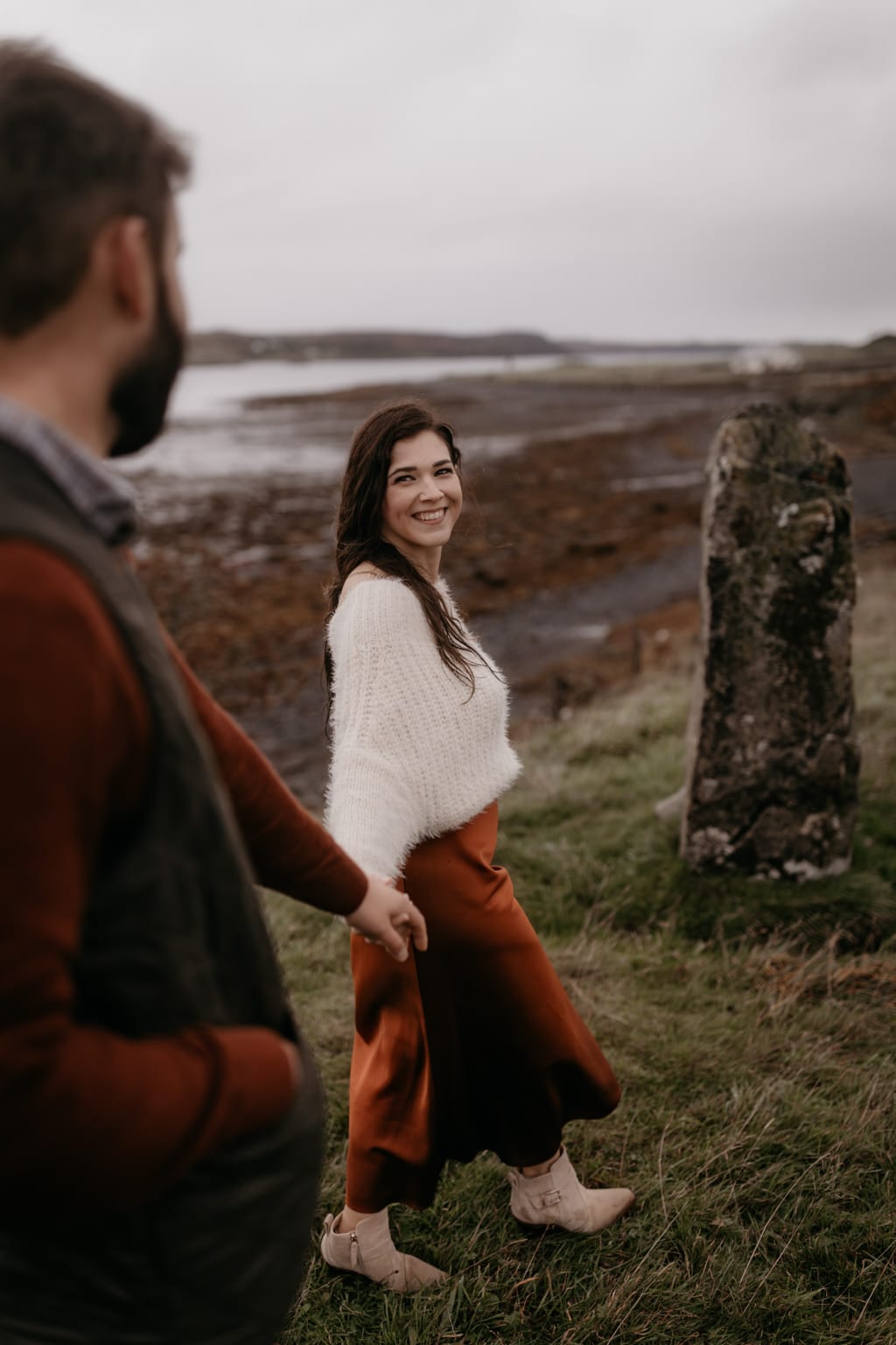 Anniversary couple by standing stones, Isle of Skye 